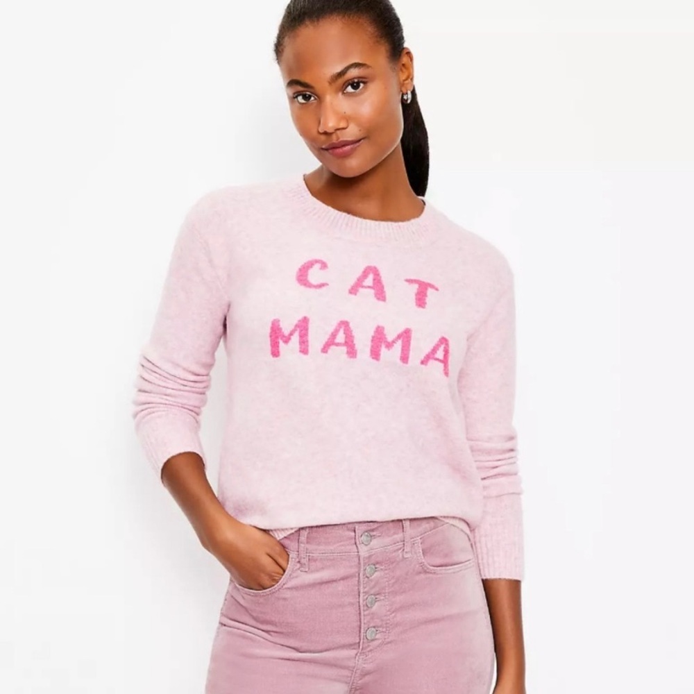 Cat Mama LOFT pink sweater NWT size Medium